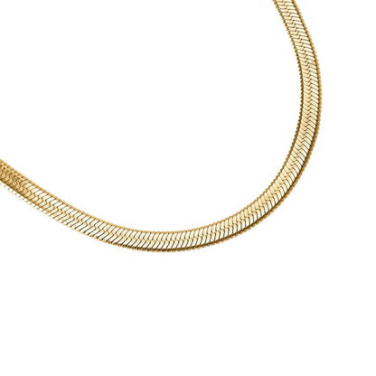 18K Gold plated Herringbone Chain Necklace: 24" / 3mm