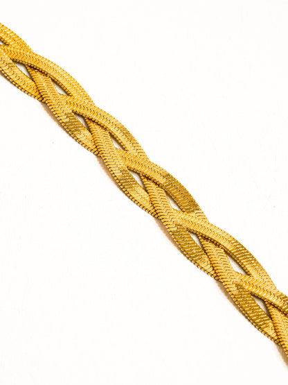 Yvet 18K Gold Non-Tarnish Braided Snake Chain Bracelet: Yellow Gold