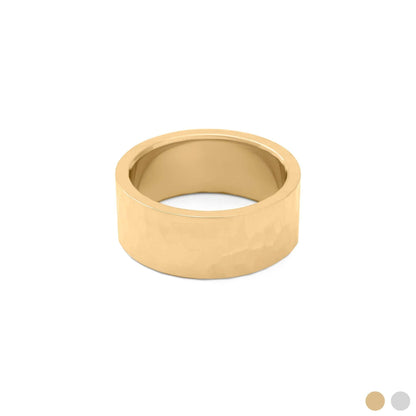 18K Gold PVD Hammered Statement Ring: Gold / 8