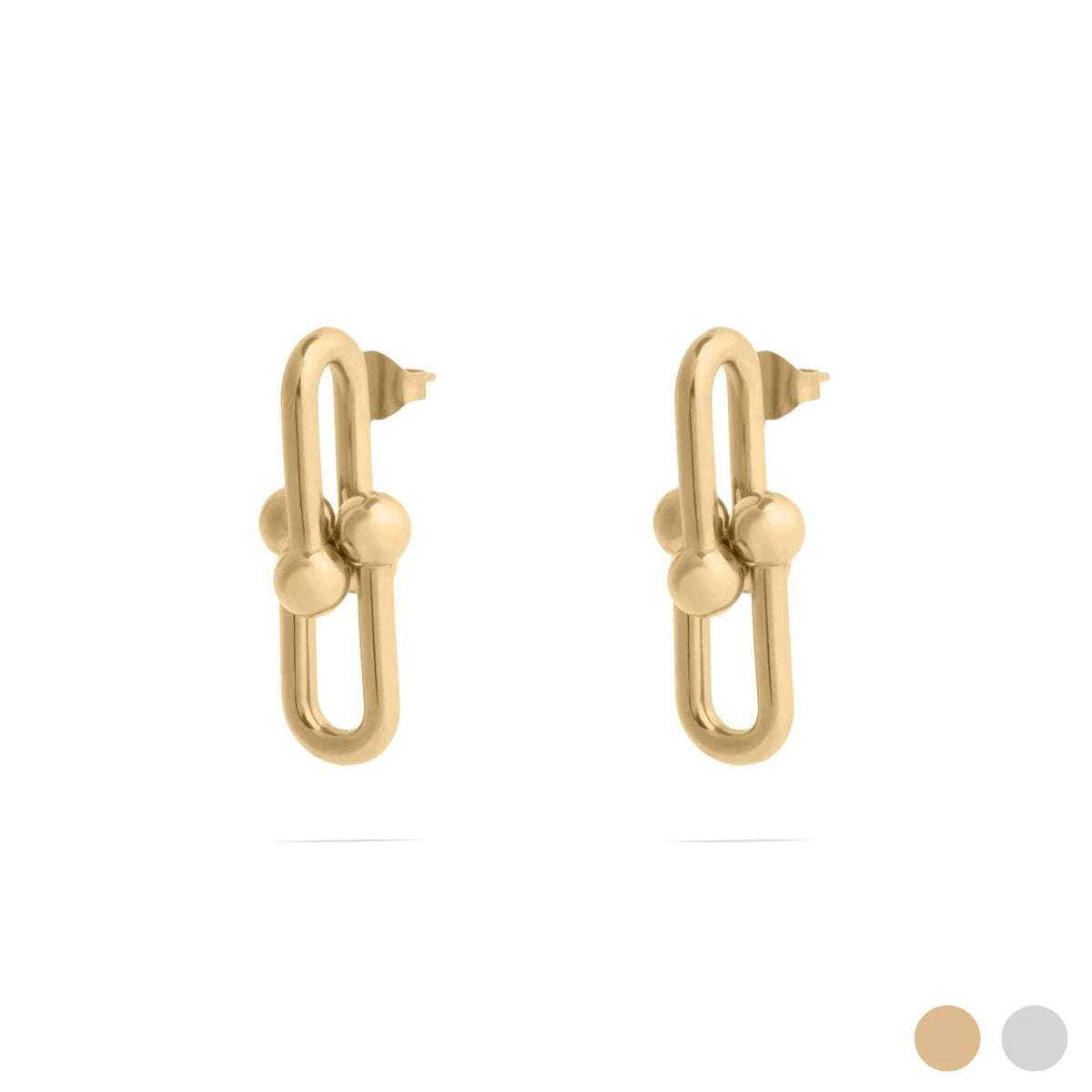 18K Gold PVD Thick Ulock Chain Earrings: Gold