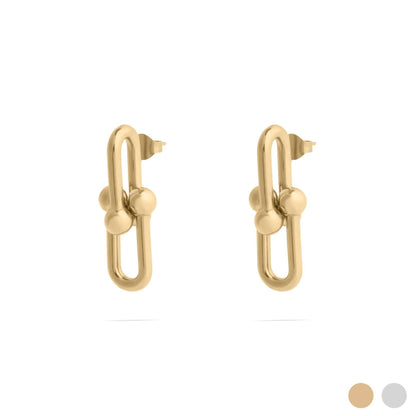 18K Gold PVD Thick Ulock Chain Earrings: Gold