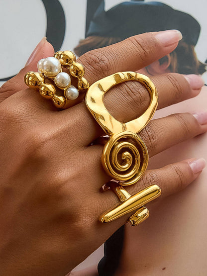 18K Gold Non-Tarnish Statement Rings: Saffelle-Bar