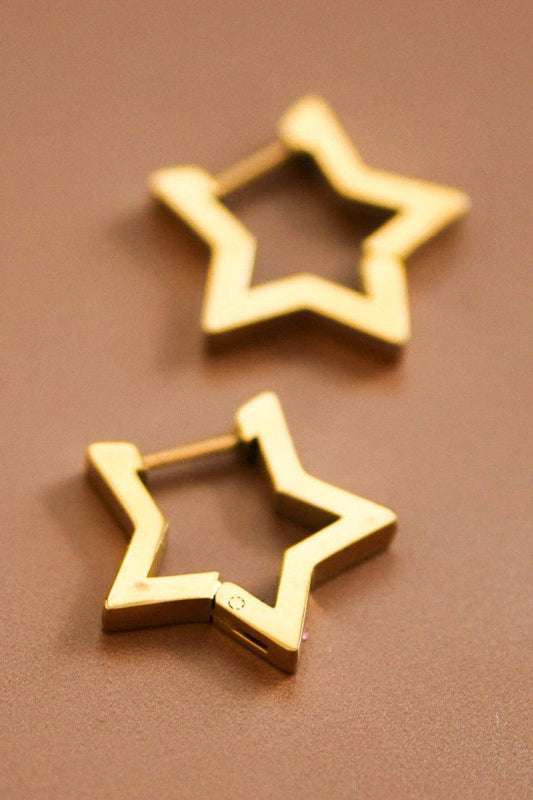 18K Gold Plated Waterproof Stainless Steel Hoop Earrings - 7011: S0OX3T7011