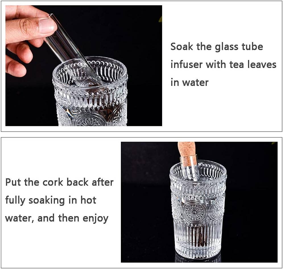 Glass Tube Tea Infuser with Cork Lid – 6.1” Herbal Steeper