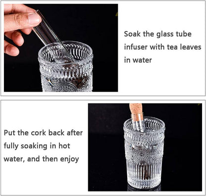 Glass Tube Tea Infuser with Cork Lid – 6.1” Herbal Steeper