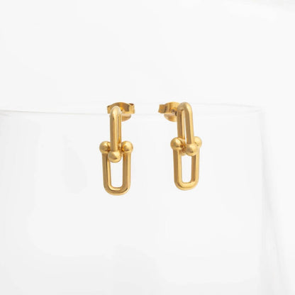 18K Gold PVD Thick Ulock Chain Earrings: Gold