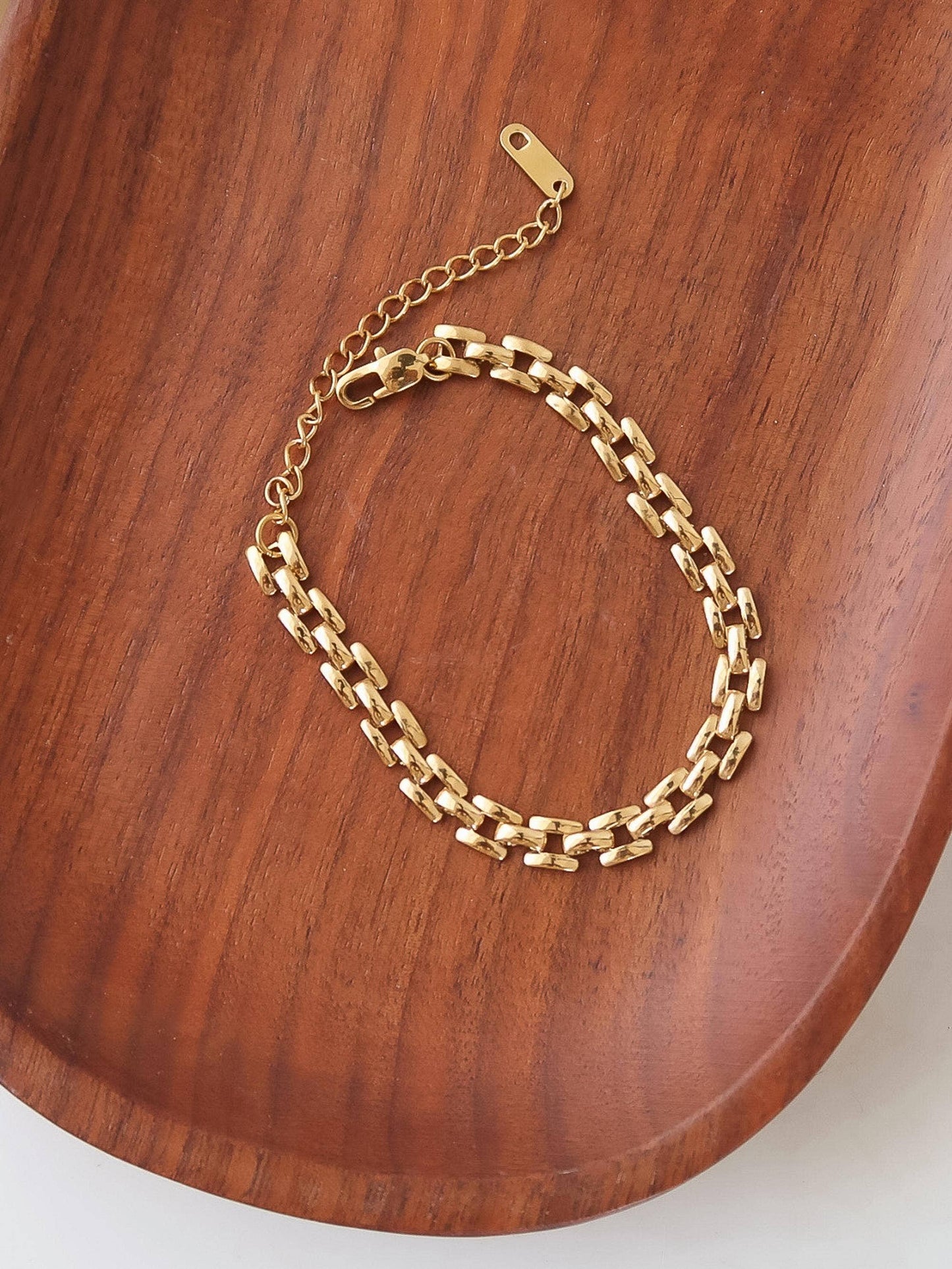 Forte 18K Gold Non-Tarnish Flat Chain Bracelet: Yellow Gold