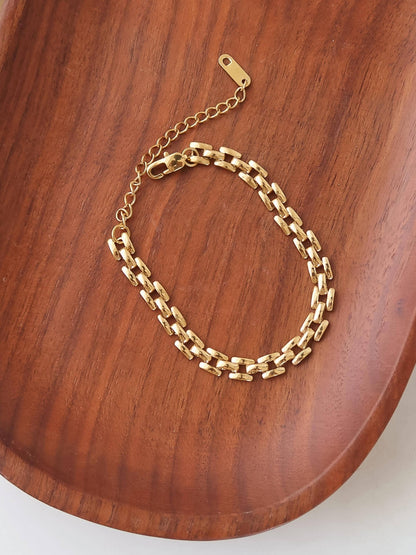 Forte 18K Gold Non-Tarnish Flat Chain Bracelet: Yellow Gold