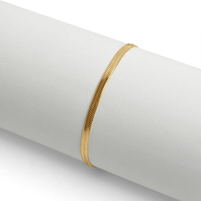 18K Gold plated Herringbone Chain Bracelet: 7" / 5.5mm