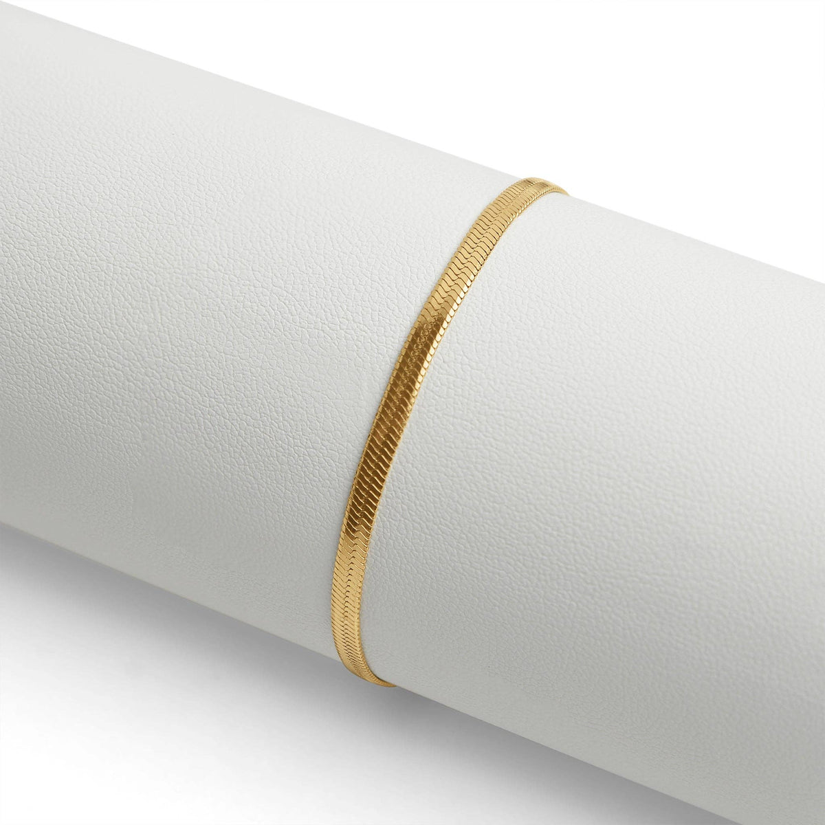18K plated Herringbone Chain Bracelet: 7" / 3mm