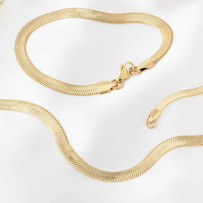14K Gold plated 7.5 PLUS™ Herringbone Chain Bracelet: Gold