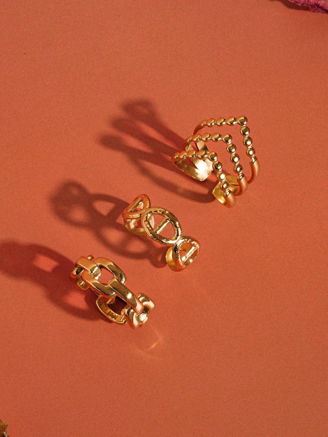 Iliad-Gold Non-Tarnish Stackable Adjustable Ring: Yellow Gold