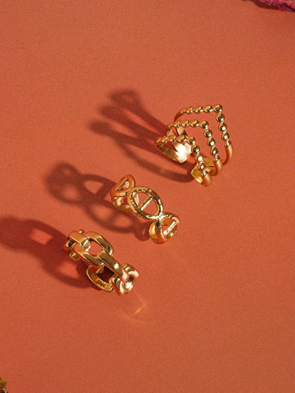 Iliad-Gold Non-Tarnish Stackable Adjustable Ring: Yellow Gold