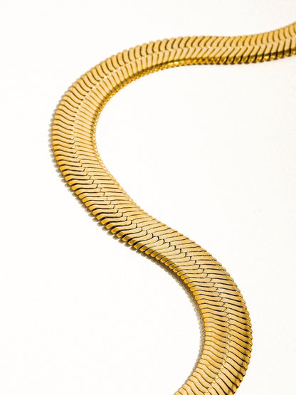 Juliana 18K Gold Non-Tarnish Flat Bold Snake Chain Necklace: Yellow Gold