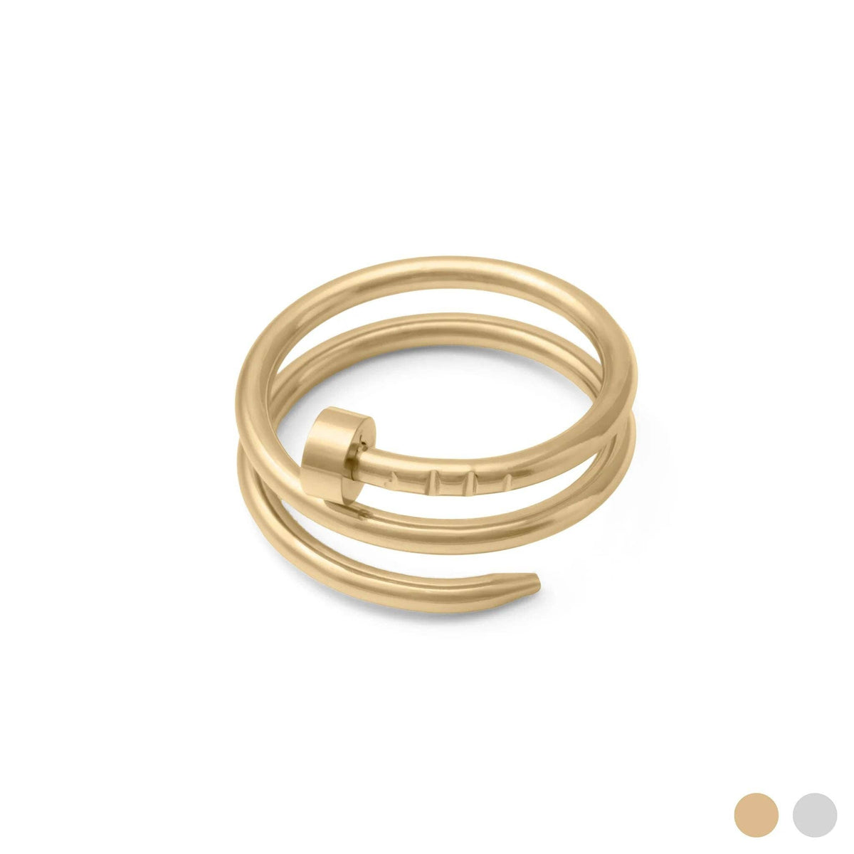 18K Gold PVD Twisted Nail Ring: Gold / 5