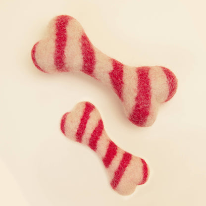 CANDY CANE WOOL BONE: Small