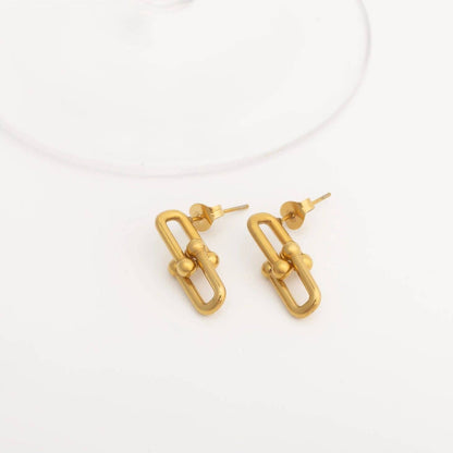 18K Gold PVD Thick Ulock Chain Earrings: Gold