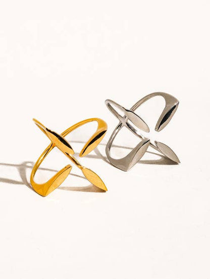 Peliah 18K Gold Non-Tarnish x Cross Ring: Yellow Gold