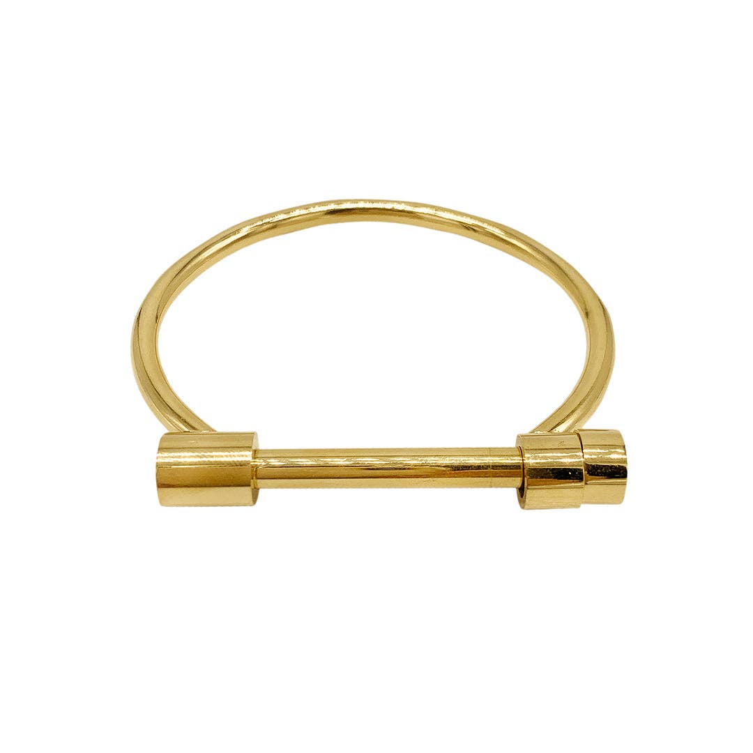 Tarnish Resistant 14k Gold Plated Screw Cuff: Yellow gold