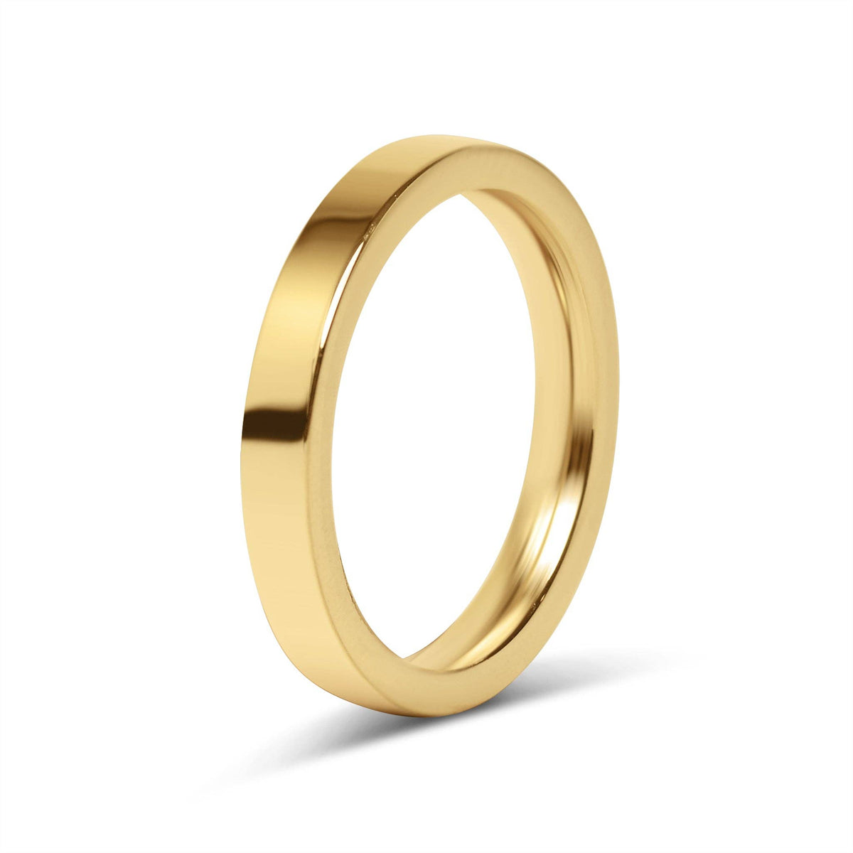 18K Gold  PLATED Blank Flat Band Ring: 9 / 3mm