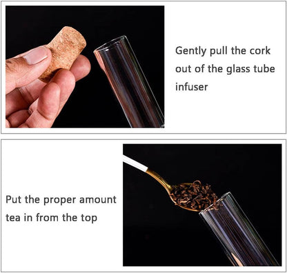 Glass Tube Tea Infuser with Cork Lid – 6.1” Herbal Steeper