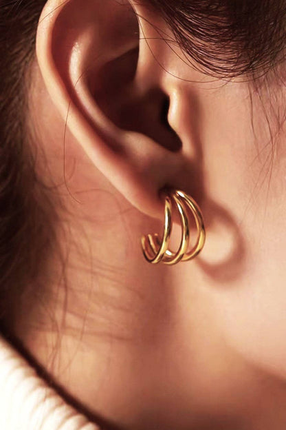 18K Gold Plated Waterproof Stainless Steel Hoop Earrings - 6889: S0OX3T6889