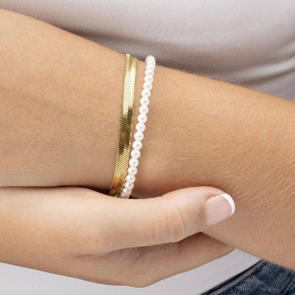 14K Gold plated 7.5 PLUS™ Herringbone Chain Bracelet: Gold