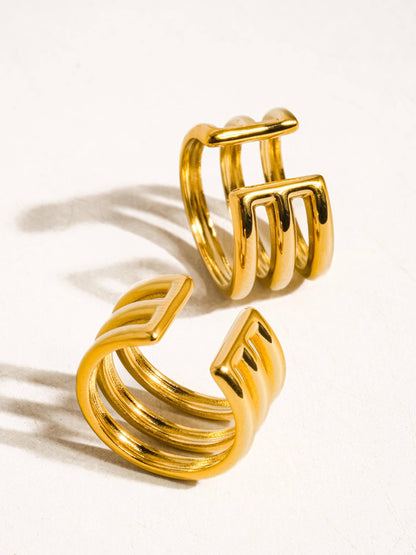Farrah 18K Non-Tarnish Stripe Ear Cuff: Yellow Gold