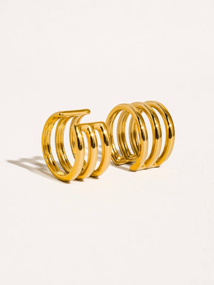 Farrah 18K Non-Tarnish Stripe Ear Cuff: Yellow Gold