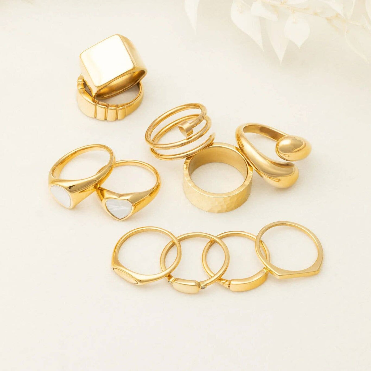 18K Gold PVD  Twisted Nail Ring: Gold / 6