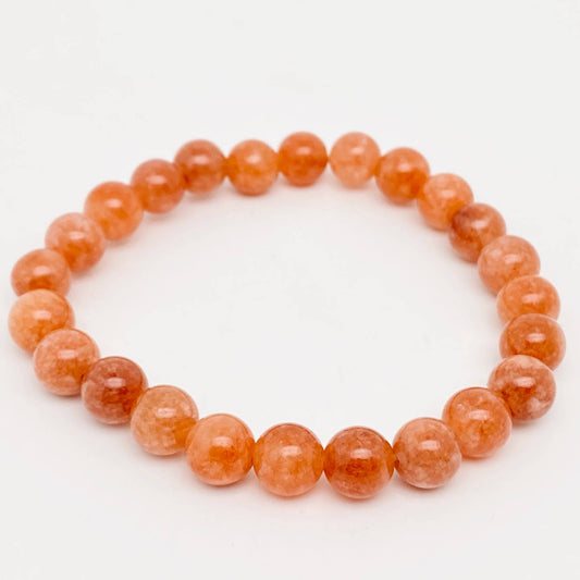 8MM Elastic Natural Stone Bracelets - CS: Imitation sunstone