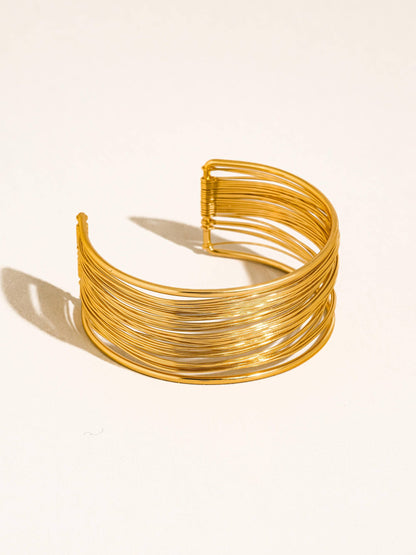 Roselith 18K Gold Non-Tarnish Statement Cuff Bracelet: Yellow Gold