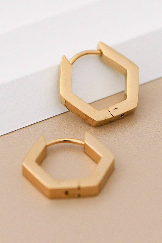 18K Gold Plated Waterproof Stainless Steel Hoop Earrings - 7121: S0OX3T7121 Gold