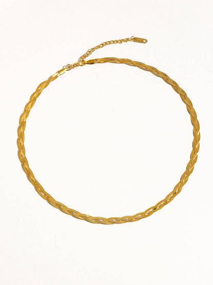 Vedette 18K Gold Non-Tarnish Braided Snake Chain Necklace: Yellow Gold