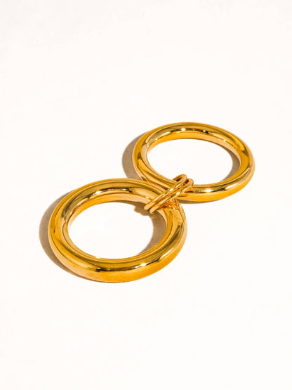 Gravité 18K Gold Non-Tarnish Double Stack Band Ring: Yellow Gold / 7