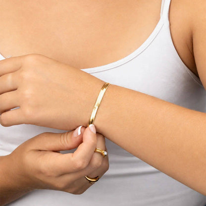 14K Gold plated 7.5 PLUS™ Herringbone Chain Bracelet: Gold