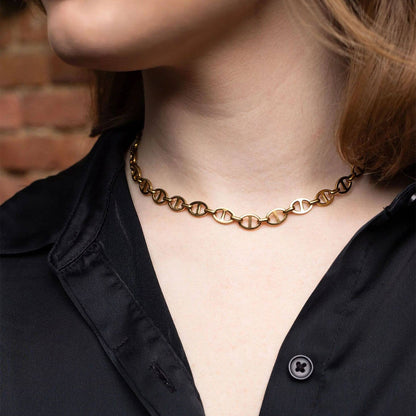 18K Gold PVD Thick Oval Chain Necklace: Gold