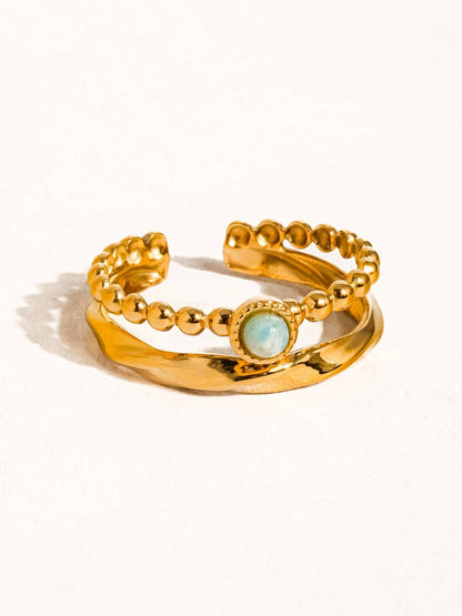 Lindy 18K Gold Non-Tarnish Layered Stone Ring: Turquoise