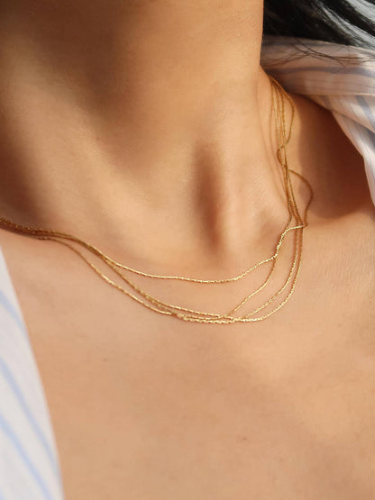 Palisse 18K Gold Non-Tarnish Layered Dainty Chain Necklace: Yellow Gold