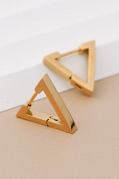 18K Gold Plated Waterproof Stainless Steel Hoop Earrings - 7113: S0OX3T7113 Gold