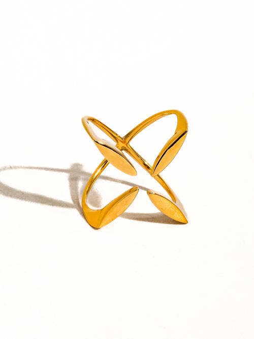 Peliah 18K Gold Non-Tarnish x Cross Ring: Yellow Gold