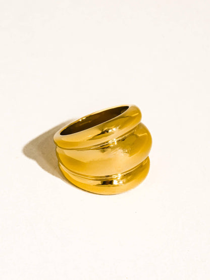 Daelen 18K Gold Non-Tarnish Dome Statement Ring: Yellow Gold