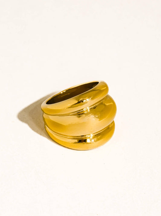 Daelen 18K Gold Non-Tarnish Dome Statement Ring: Yellow Gold