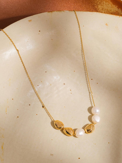 Maud 18K Gold Freshwater Pearl Beaded Necklace: Yellow Gold