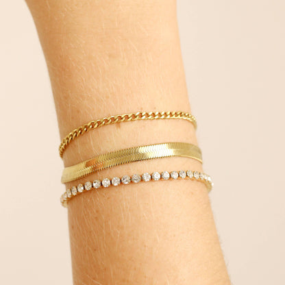 18K Goldplated  Herringbone Chain Bracelet: 7.5" / 3mm