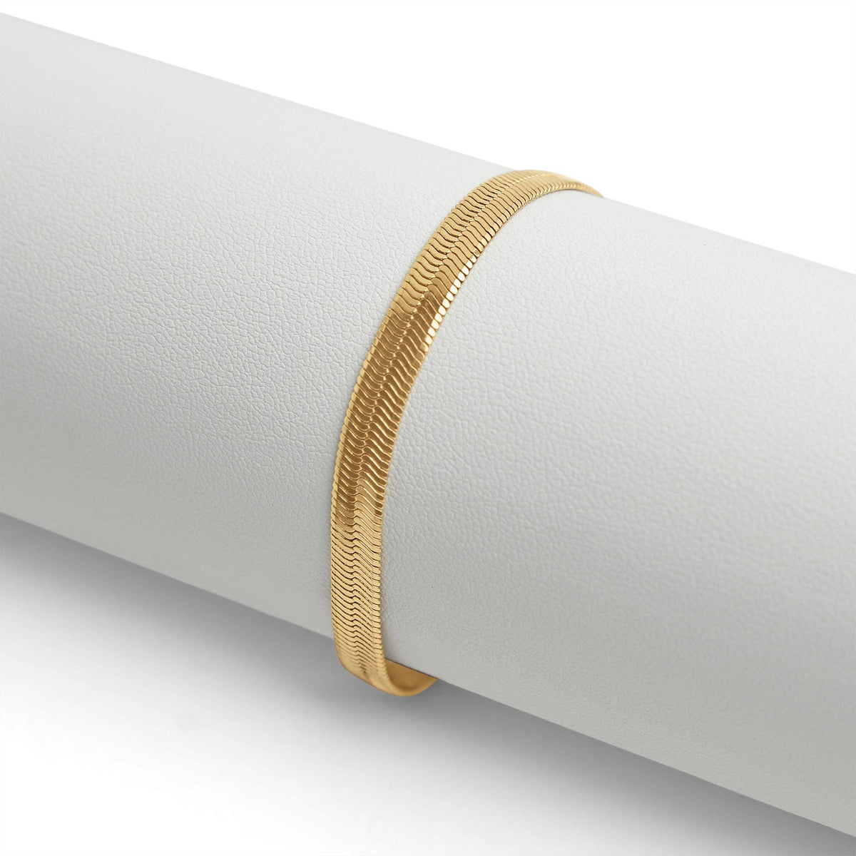 18K Gold plated Herringbone Chain Bracelet: 7" / 5.5mm