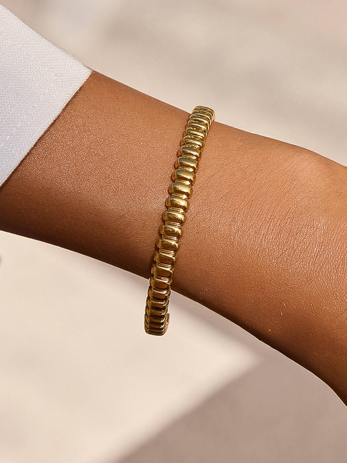 Cendine 18K Gold Non-Tarnish Beaded Cuff Bracelet: Yellow Gold