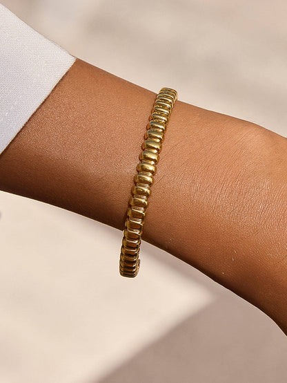 Cendine 18K Gold Non-Tarnish Beaded Cuff Bracelet: Yellow Gold