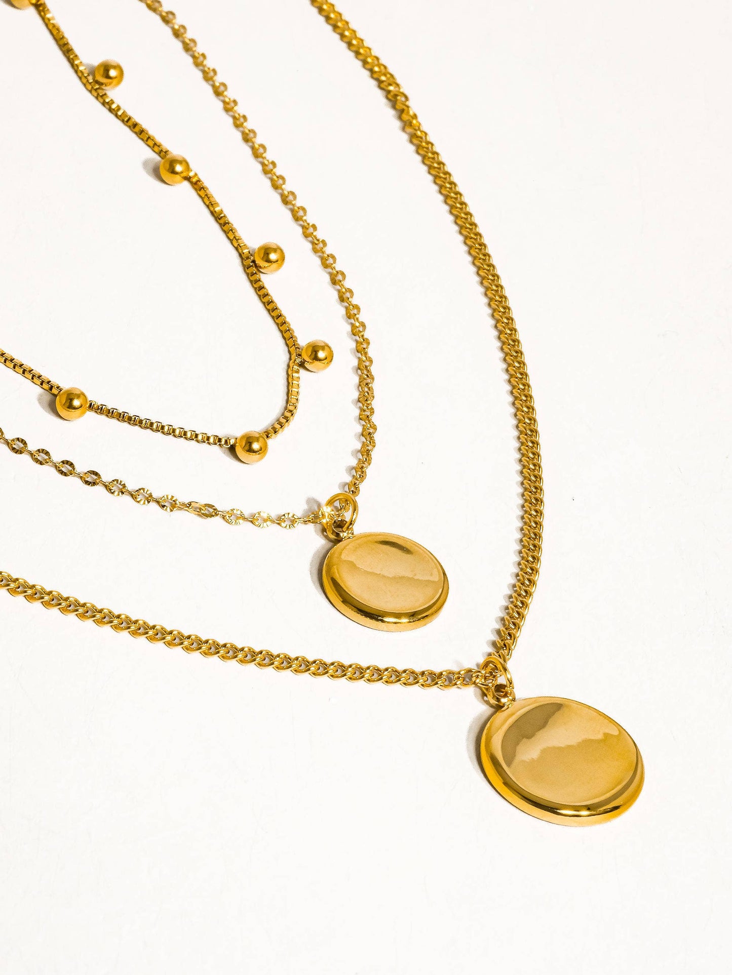 Anaïs 18K Gold Non-Tarnish Round Stack Necklace: Yellow Gold