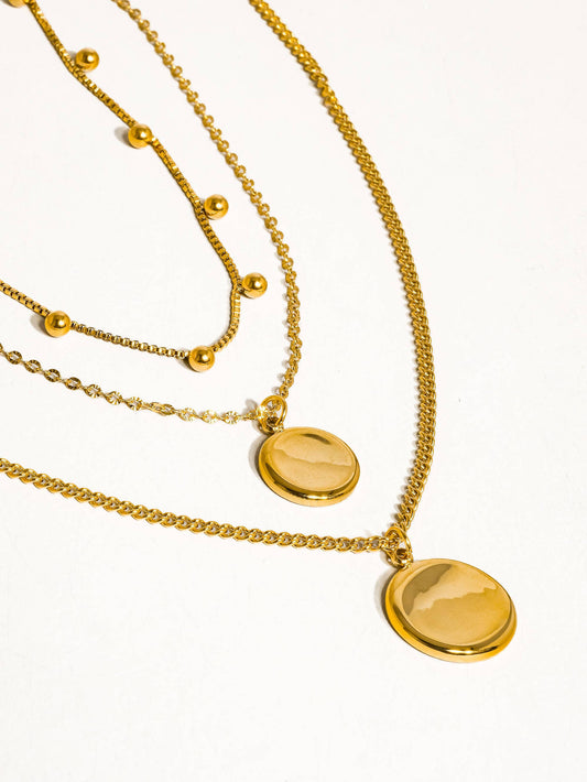 Anaïs 18K Gold Non-Tarnish Round Stack Necklace: Yellow Gold